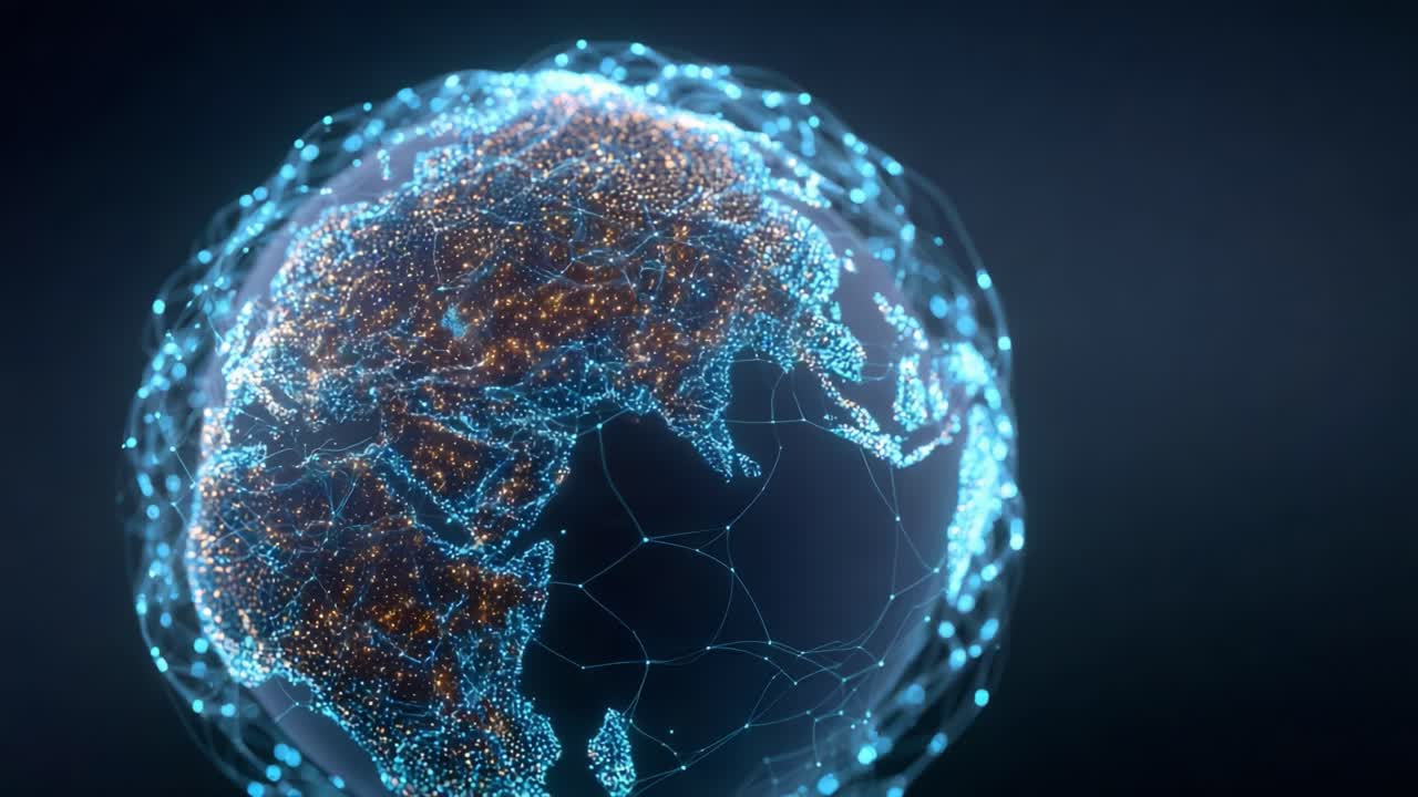 A Stunning Visualization of the Earth as a Connection of Networks and Lights, Showcasing Global Connectivity and the Interconnectedness of Our World