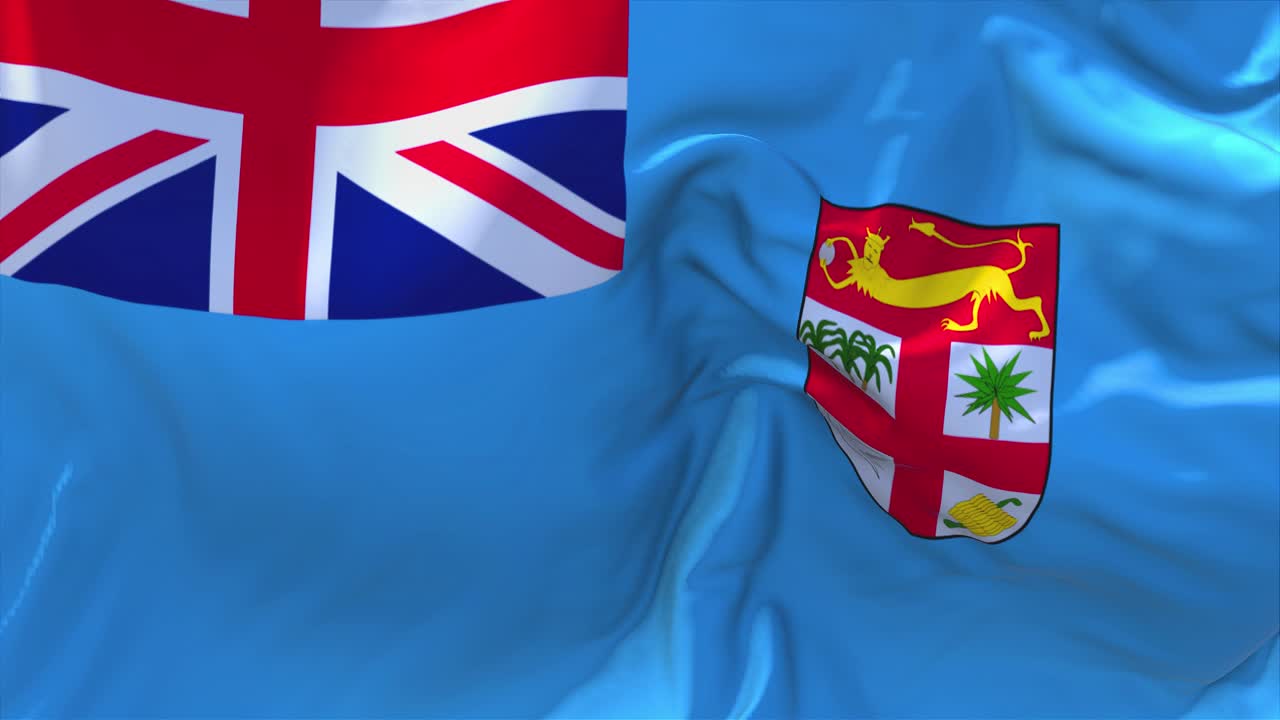 바람 속 느린 동작 애니메이션에서 피지 발을 흔들고 4k 현실적인 직물 질감 발은 바람이 불어오는 날에 부드럽게 불어오고 연속적인 원활한 루프 배경입니다.