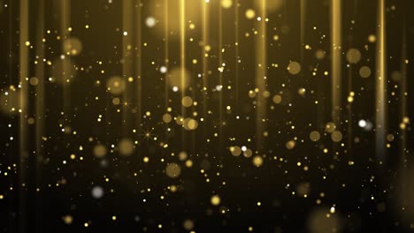 4k gouden deeltje bokeh stof licht stijgende, luxe deeltje streep lus achtergrond.