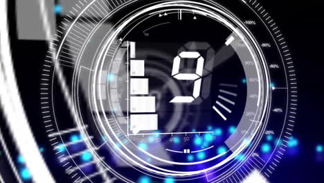futuristic digital interface with rotating circles and data visualization animation