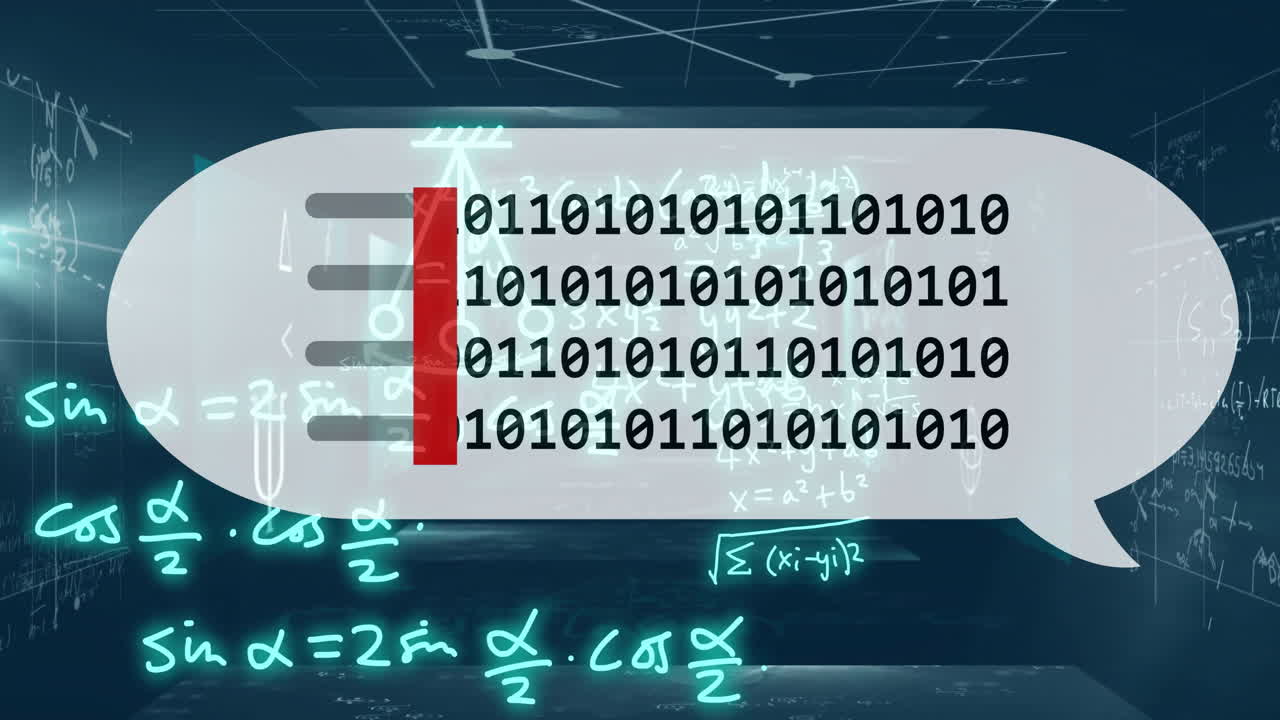 Animation of ai binary coding and mathematical data processing