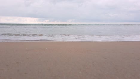 natural sea wave water with foam on the sandy beauty white beach, summer beach seascape