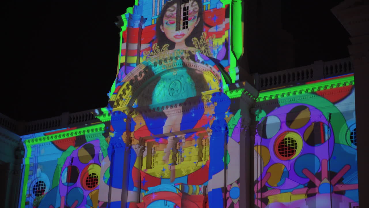 Projection Mapping on a Historic Building at Night