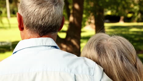 Pareja-De-Jubilados-Relajándose-En-El-Parque