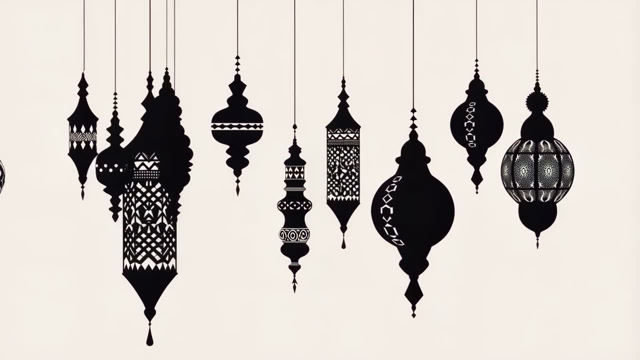 Black Silhouette Islamic Lanterns and Ornaments