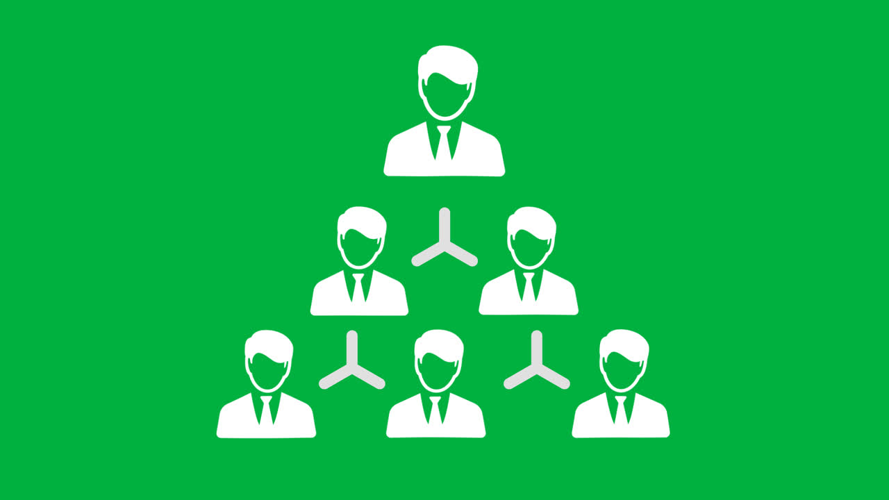 Animated Hierarchical Business Structure with Connecting People Icons