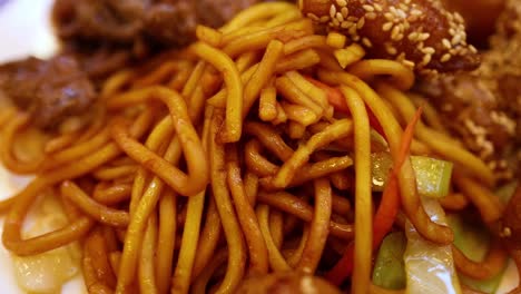 delicious stir-fried noodles with meat and vegetables