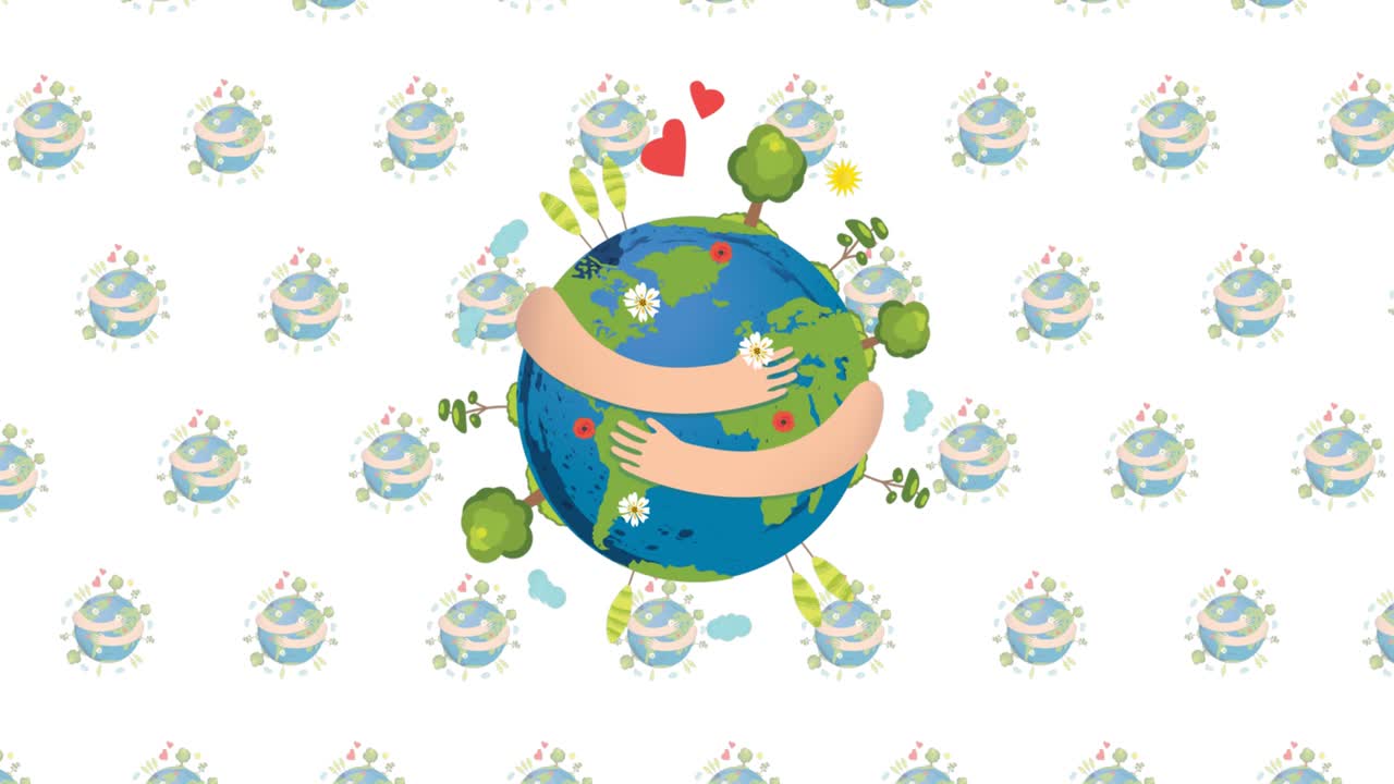 ⁇ 색 배경 에 있는 손 에 있는 지구 의 애니메이션