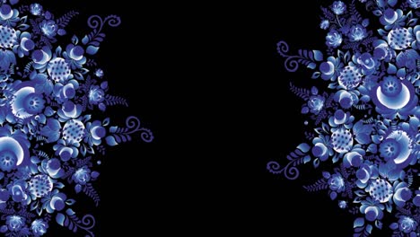 animation of colorful flowers on black background. seamless loops. ornament animation