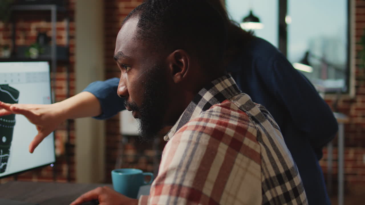 Diverse team of developers working on infographics development