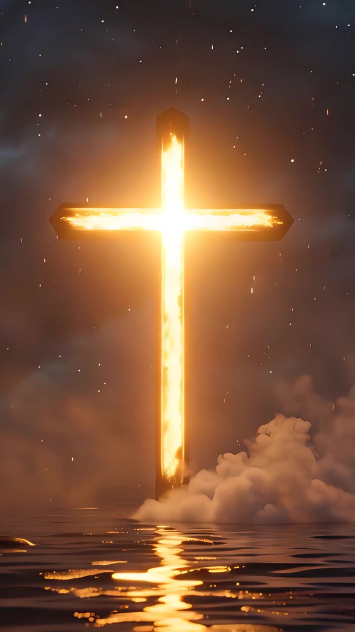 Sfondo per Adorazione 4K: Croce Cristiana e Luce Celeste