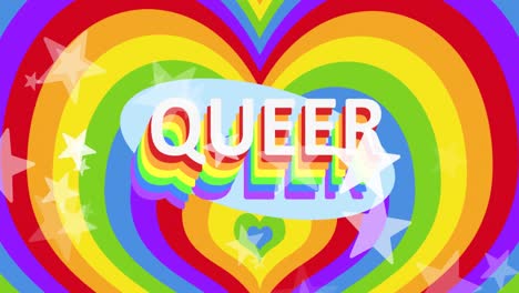 Animation-of-queer-text-over-stars-and-rainbow-hearts