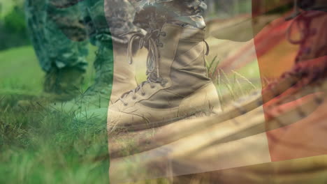 animation of flag of italy over caucasian male soldiers