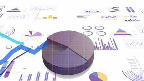 animación del procesamiento de datos financieros y las estadísticas con líneas azules.