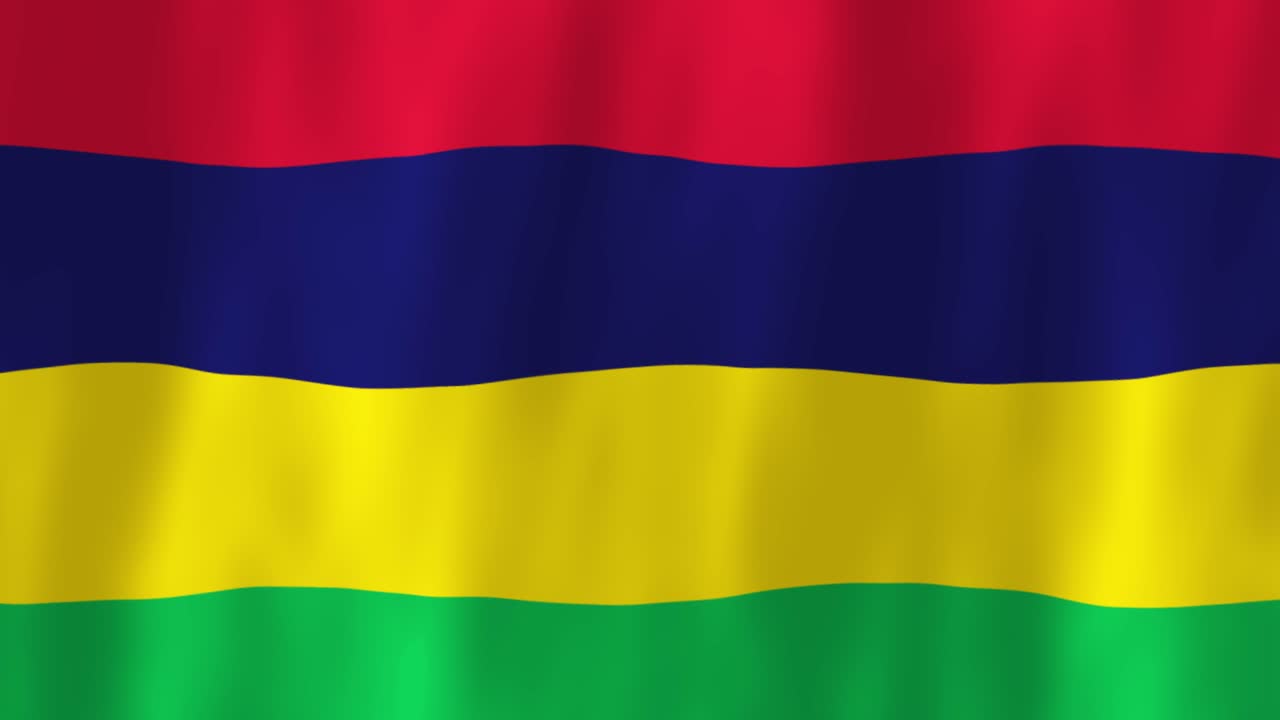 Mauritius Indian Ocean flag country animation 3D symbol design waving in wind movement national patriotism world culture emblem banner republic Island red blue yellow green stripes
