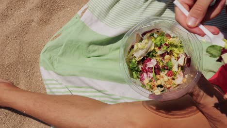 beach picnic with caesar salad