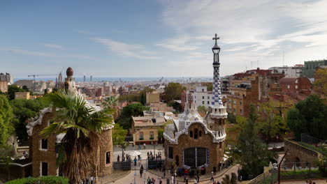timelapse of the barcelona skyline shot from parc guell.