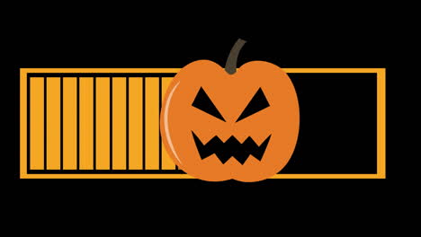 animation of loading bar with pumpkin on black