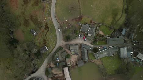 flying over quaint english village of buttermere in english lake district uk