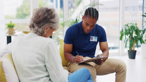 retirement, paperwork and a nurse talking to