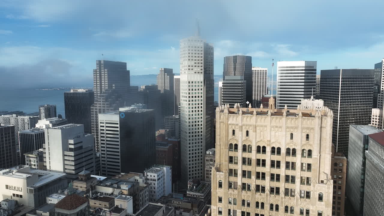 Modern High-rise And Skyscrapers In Downtown San Francisco, California, USA. - aerial shot