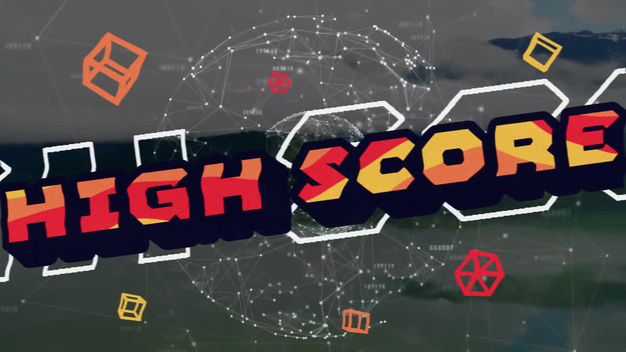 데이터 처리 및 풍경과의 연결의 전 세계에 대한 높은 점수 텍스트의 애니메이션