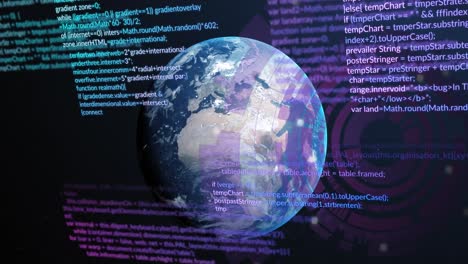 animation of computer data processing over globe