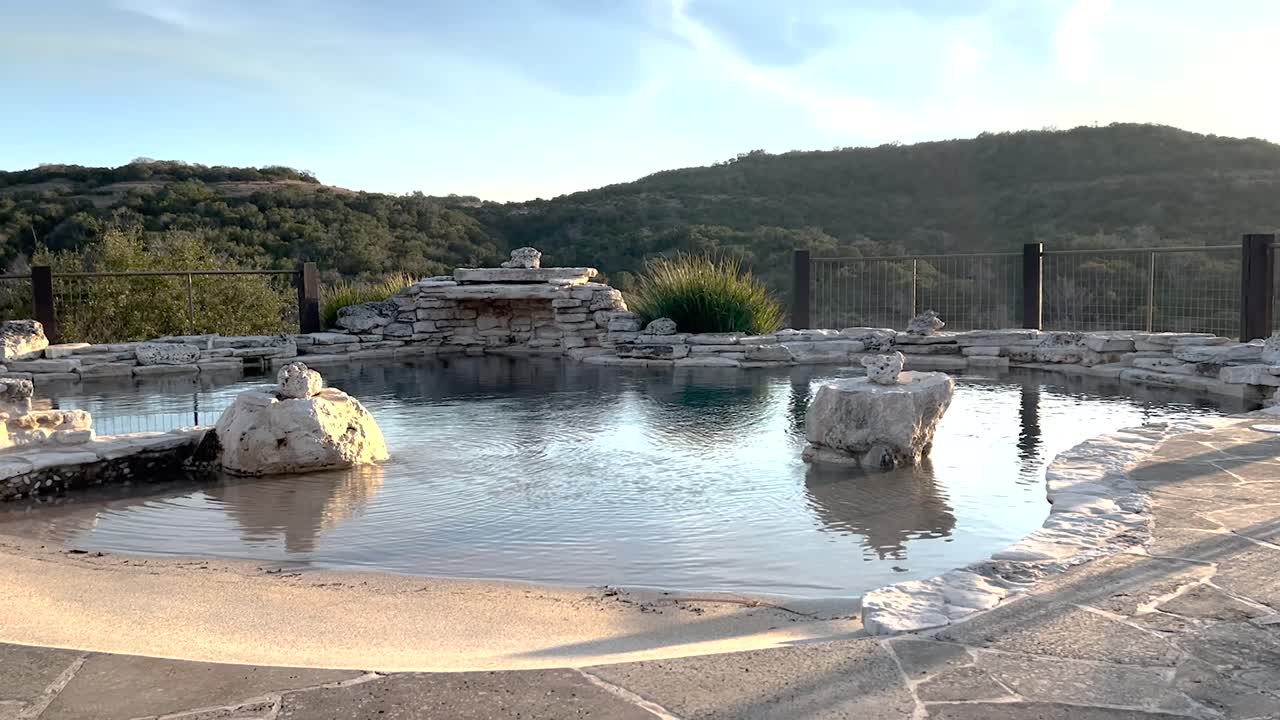 Luxury Pool on the Hillside of Hill Country Texas at an expensive home.