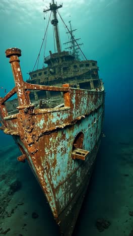 rusty underwater shipwreck