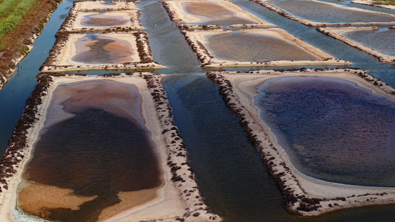 Aerial view of salt ponds