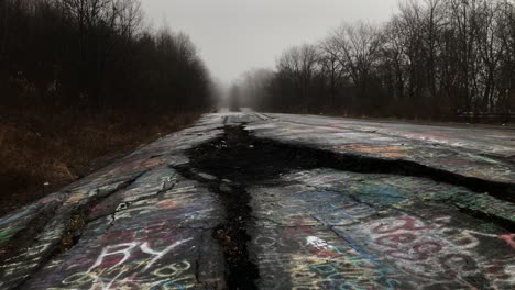 grietas en la carretera en la autopista de graffiti en centralia