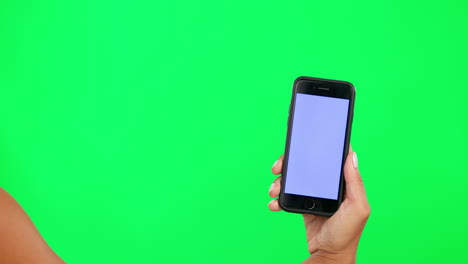 Phone,-mockup-and-hand-of-a-person-on-green-screen