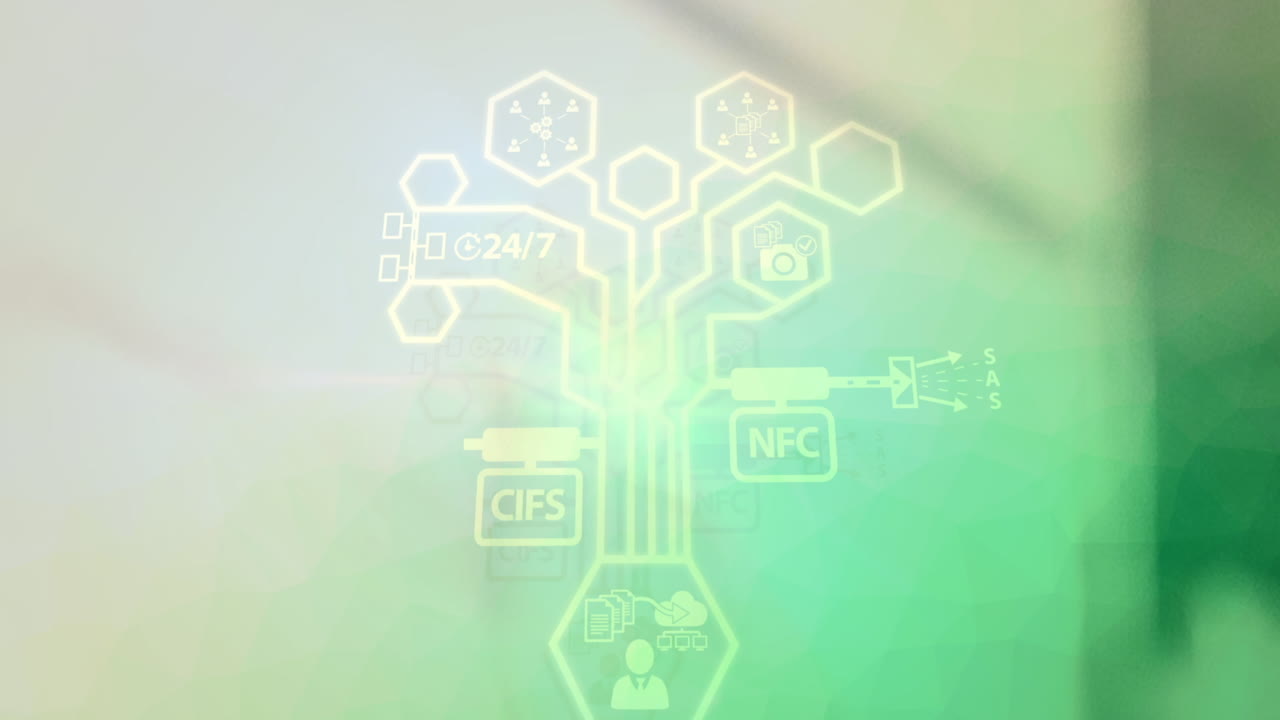 소셜 미디어 아이콘으로 연결된 네트워크의 애니메이션