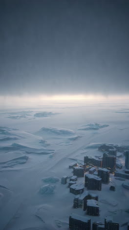 frozen metropolis - aerial view of a city built on ice