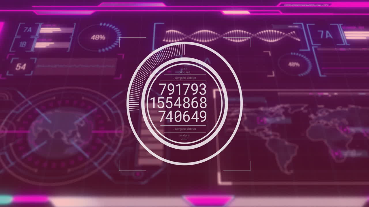 디지털 데이터 분석 애니메이션과 미래의 인터페이스, 숫자와 세계 지도