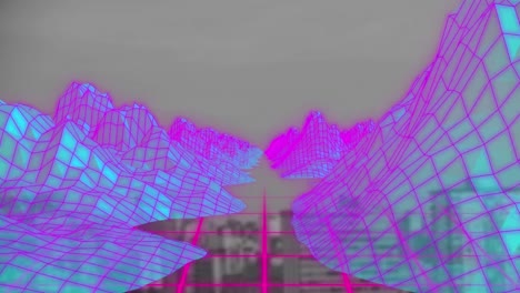 Animation-of-metaverse-and-data-processing-over-cityscape