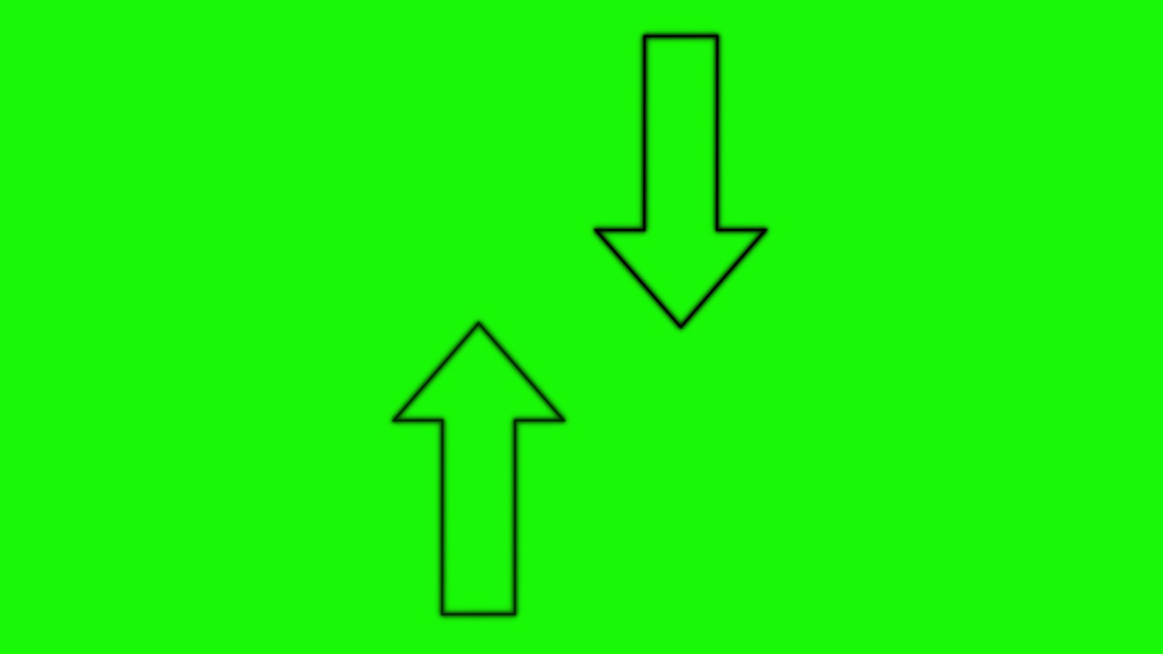 Frecce nere delineate si animano scorrendo fluidamente su e giù su uno sfondo verde vivido.