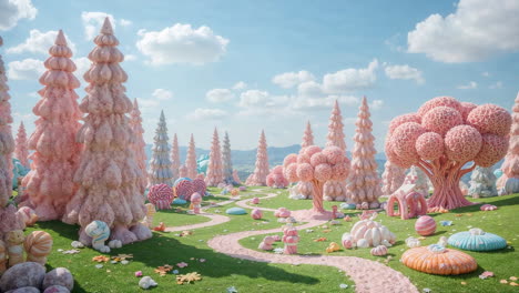 a whimsical candy land landscape