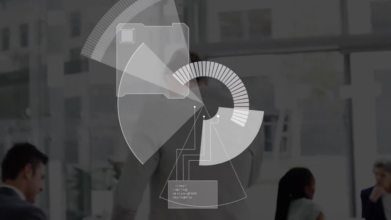 사무실에 있는 백인 사업가의 뒷모습에 대한 레이더의 애니메이션