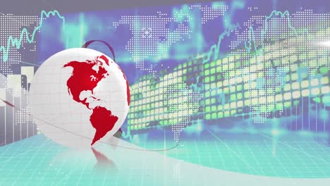 Animación-Del-Procesamiento-De-Datos-Sobre-El-Globo-Y-El-Mapa-Mundial