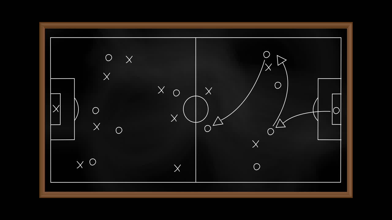 Animation of football game plan on blackboard