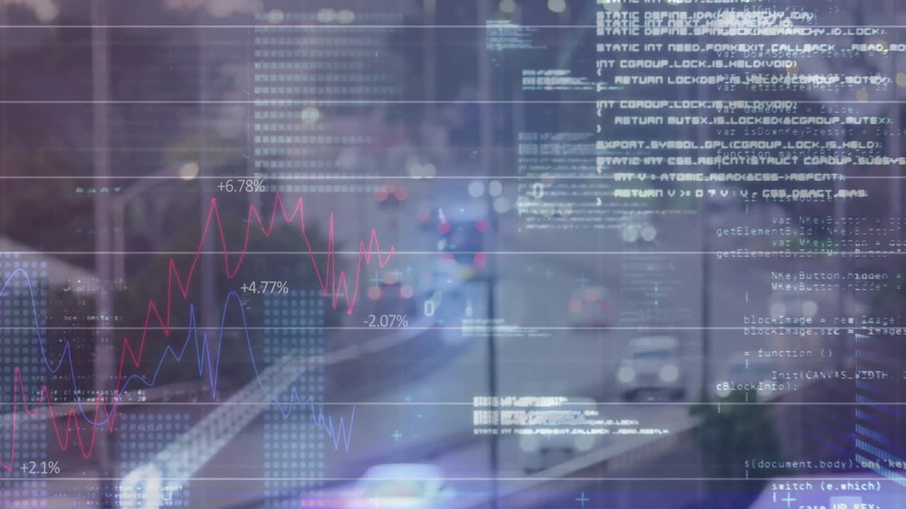 Animation of data processing over cars on street