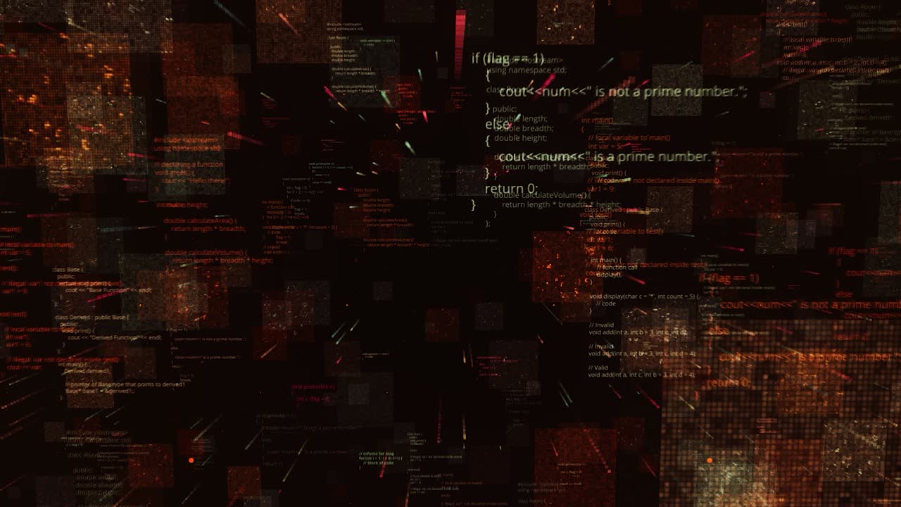 códigos de programa digital que se mueven asimétricamente en una pantalla oscura. animación. visualización de la red neuronal que consume información y aprendizaje, bucle sin costuras.