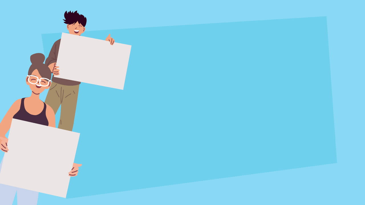 Couple Holding Blank Signs