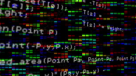 Animation of science data processing over dark background