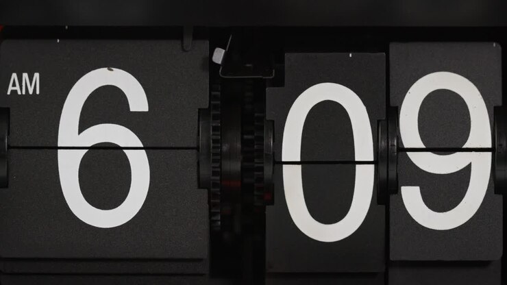 Timelapse 1 hours, Classic flip clock on black background.