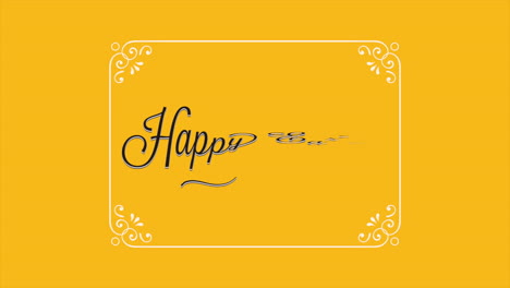 easter celebration yellow background with happy easter in floral frame