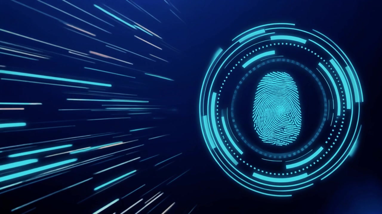 Digital Fingerprint Scanning Technology with Abstract Motion Lines