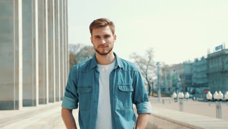 handsome smiling stylish hipster lumbersexual model