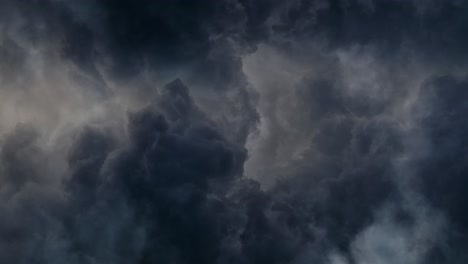 point of view, a plume of dark cumulus clouds moved with a thunderstorm inside